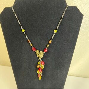 Elegant Multicolor Leaf Pendant Necklace